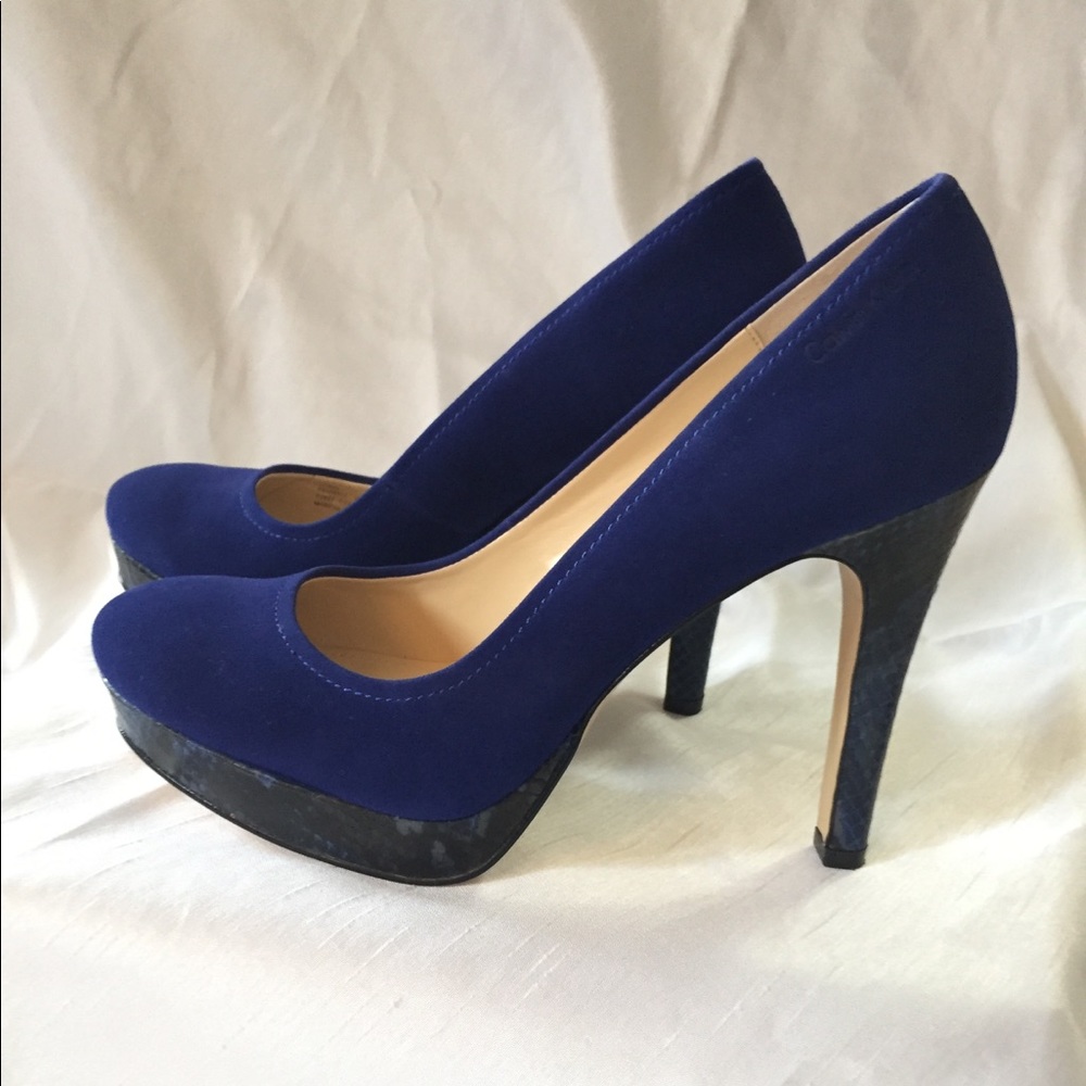 Calvin Klein Blue Suede Pump worn once!!